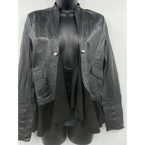 Free People Jakett Willow Peplum Size XS Leather Suede Black Womens Jacket - Picture 3 of 11